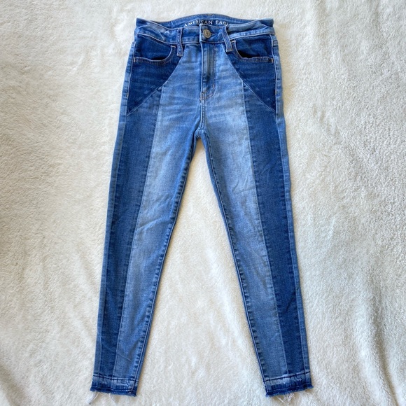 American Eagle Outfitters Denim - American Eagle Two Tone Super Stretch High Rise Skinny Jeans